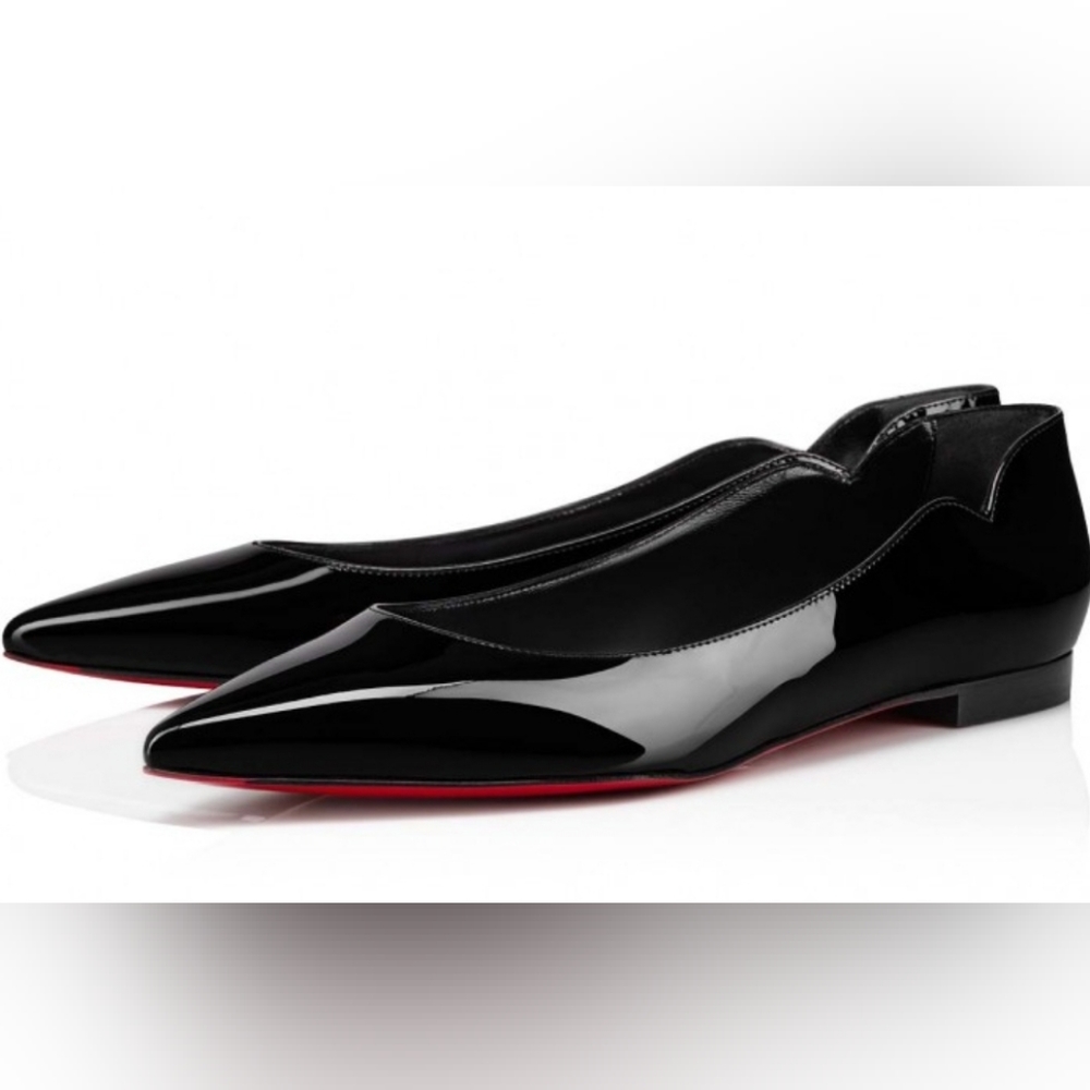 Christian Louboutin Hot Chickita Patent Calf Leather Flats SZ 12